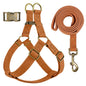 Free Personalized Dog Harness Leash Set PU Leather Dogs Harness Engraved ID Buckle Necklace for Small Medium Large Dogs Pitbull
