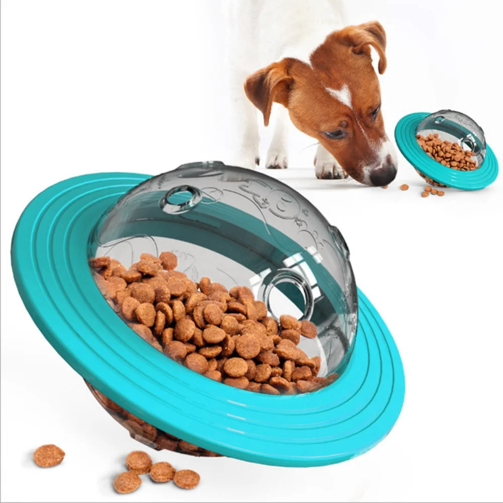 UFO Flying Saucer Dog Toy – Chew-Proof Treat Dispenser Wobble Ball for Powerful Chewers