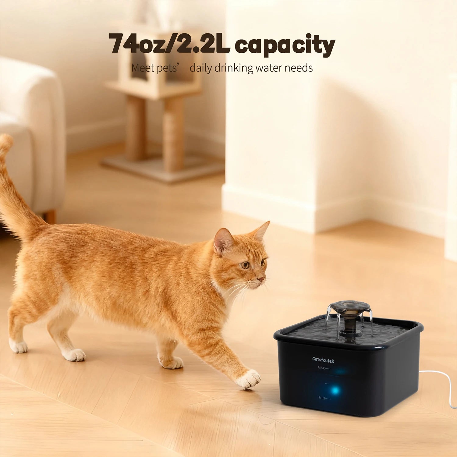 2.2L Automatic Cat Water Fountain Operated Automatic Pet Water Fountain With Motion Sensor Dog Cat Water Dispenser Bowl - Bdba PK