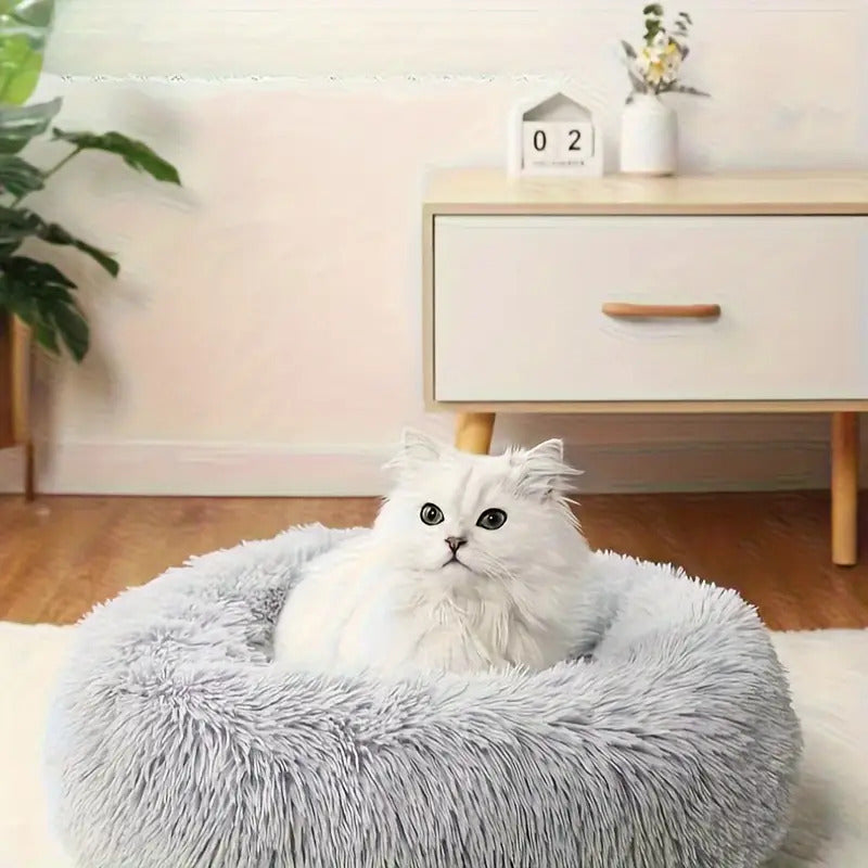 Cozy Circular Cat Bed & Small Dog Nest - Soft Warm Pet Mat with Cushioned, Durable Fiber for all-Season /Outdoor Use, Easy-Clean Bedding for Kittens and Puppies