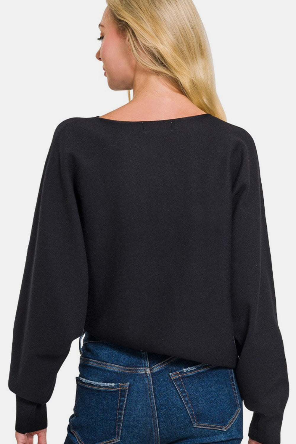 Viscose Asymmetric Hem and Sleeve Sweater / H GREY
