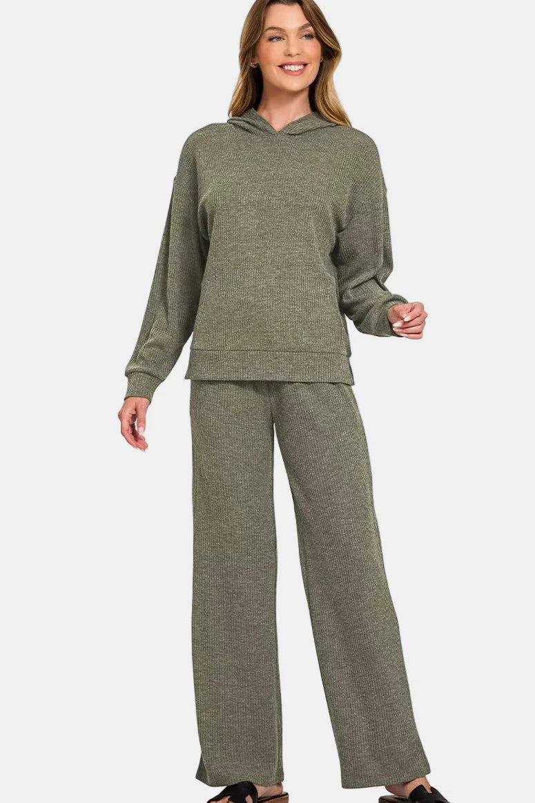 Ribbed Drawstring Lounge Pants / ASH MOCHA