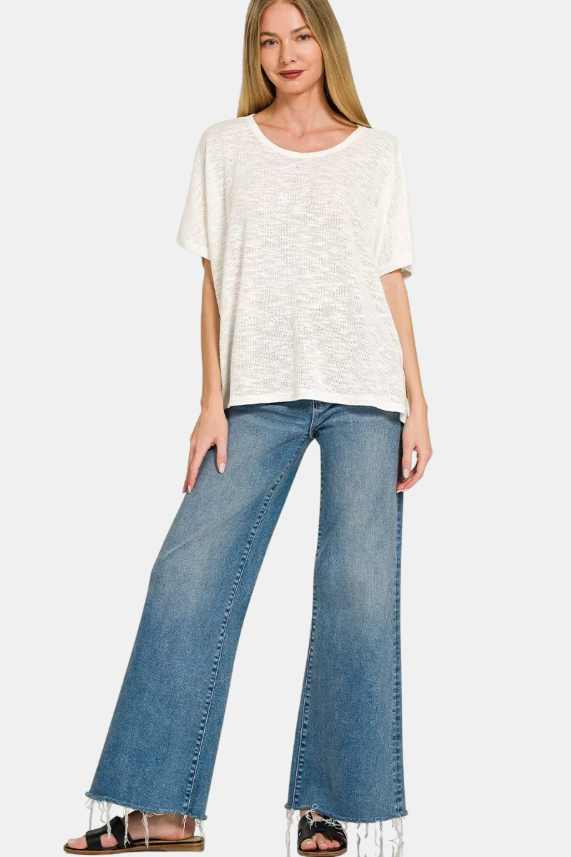 Oversized Slub Hacci Top / CORNFLOWER BLUE