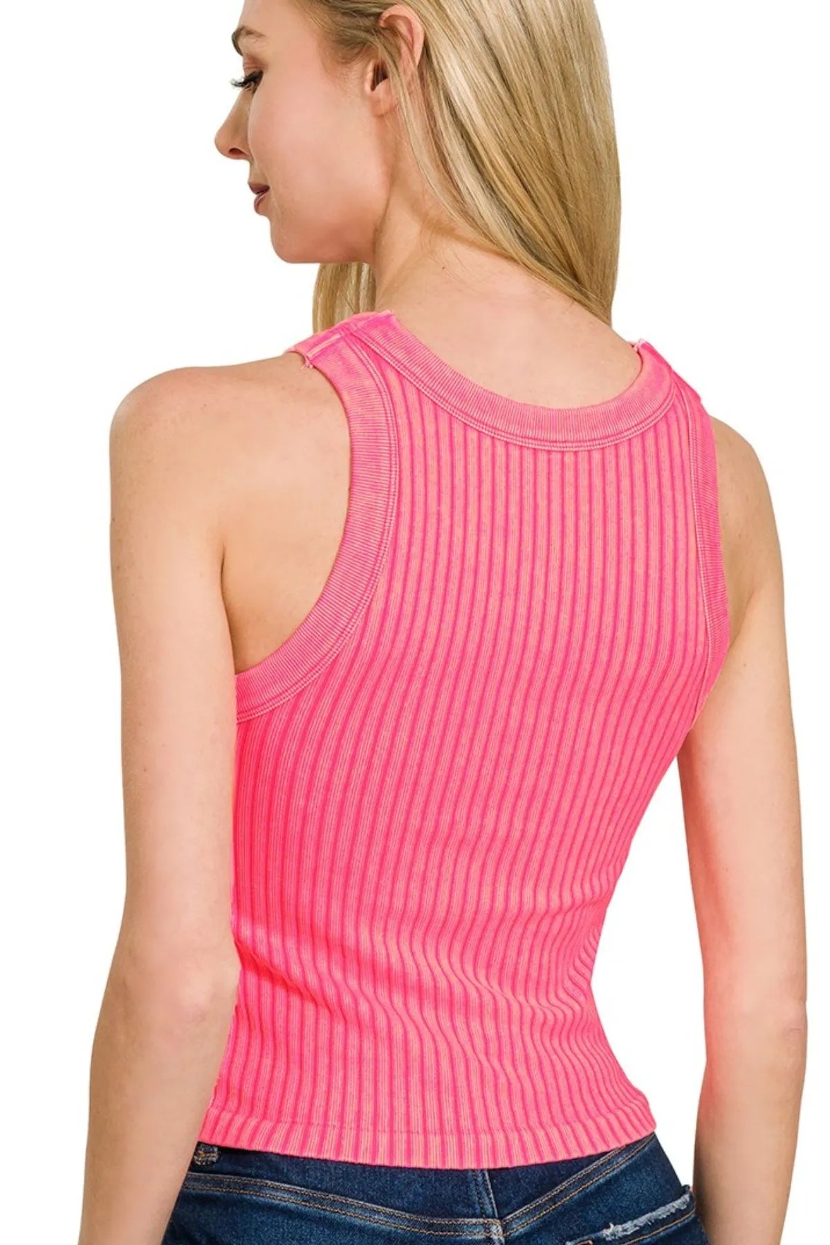 Ribbed Washed Seamless Tank Top / LT TEAL
