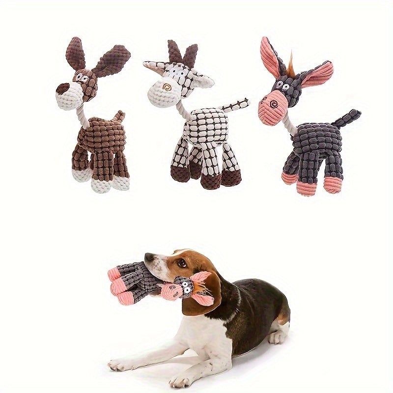 Plush Donkey Shaped Pet Dog Toy, Bite-Resistant and Grinding Teeth, Plush Toy with BB Sound