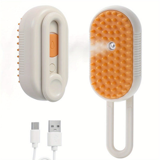 4 in 1 Cat Steam Brush for Shedding, Rechargeable Cat Brush with Steam, Anti-Static Steam Pet Brushes, Massage, Cleaning, Shedding & Combing All In One!