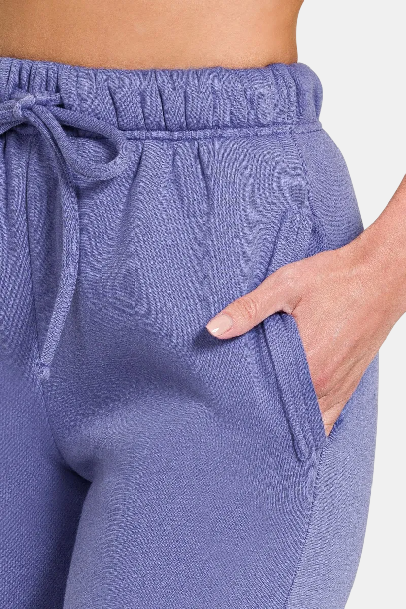 Fleece Drawstring Joggers With Pockets / BLACK