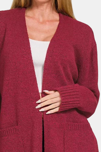 Open Front Sweater Cardigan / CABERNET