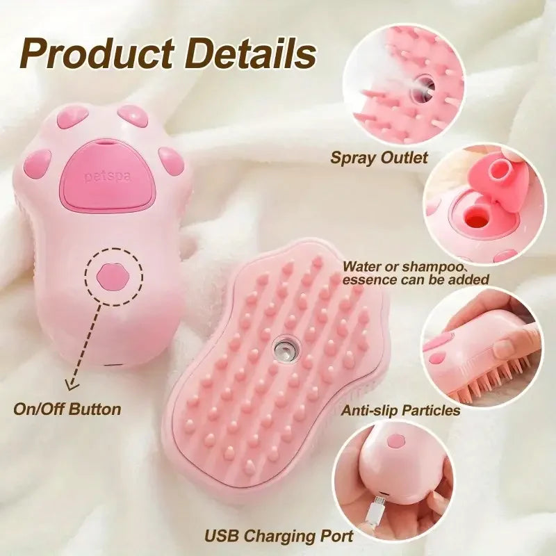 3 in 1 Cat Dog Steamy Brush Steam Brush Electric Sprayer Pet Hair Removal Combs for Massage Pet Grooming Brush Supplies