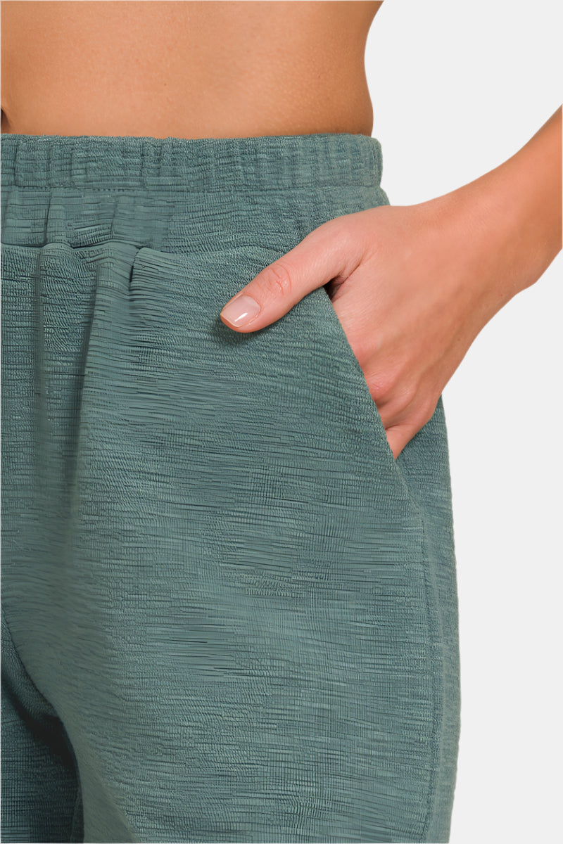 Cotton Slub Short Pants / BLACK