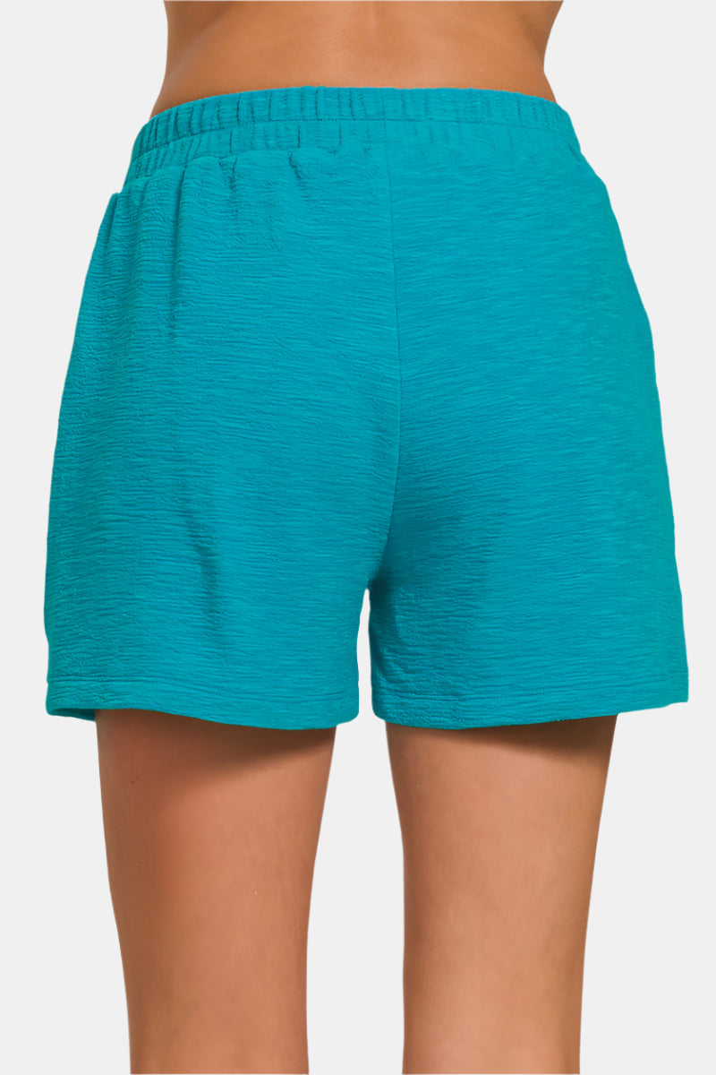 Cotton Slub Short Pants / BLACK