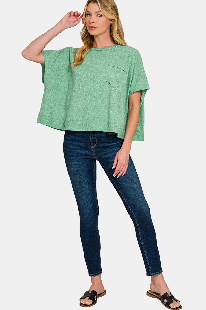 Exposed Seam Boxy Top / K GREEN