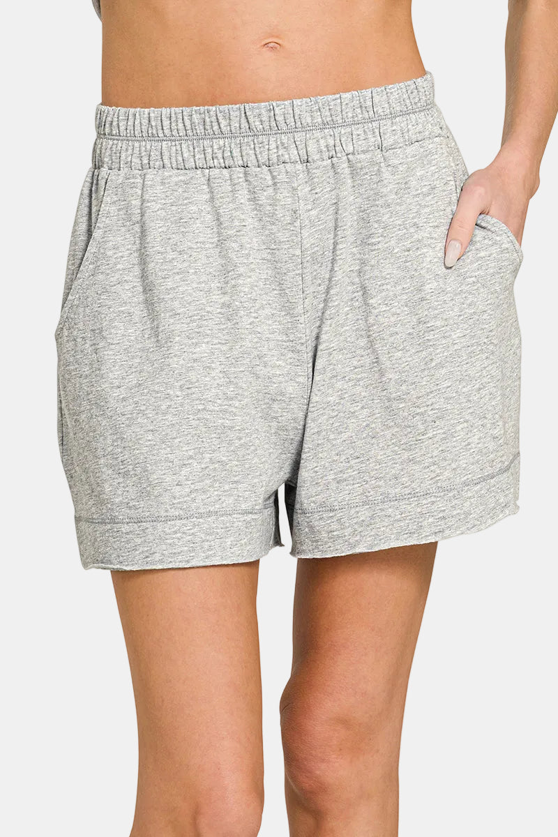 Exposed Seam Boxy Top & Shorts Set / BROWN