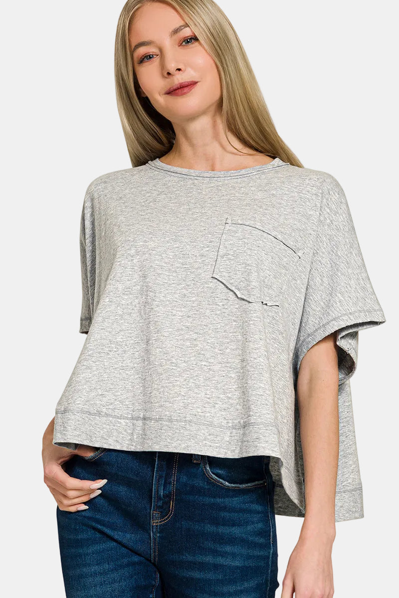 Exposed Seam Boxy Top & Shorts Set / BROWN