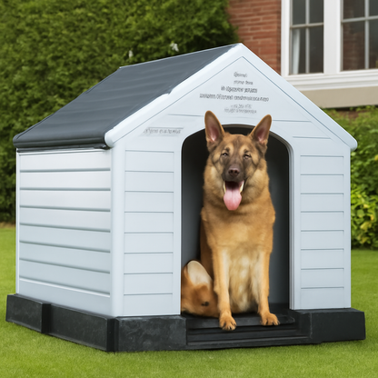 Waterproof Plastic Dog House – Indoor Outdoor Kennel with Elevated Floor for All Sizes