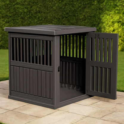 Dog Crate End Table – Lockable Indoor Kennel Nightstand for Small & Large Dogs