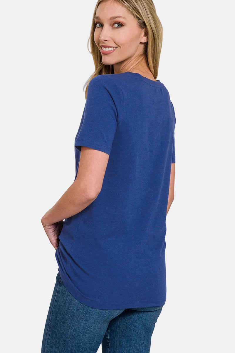 V-Neck Short Sleeve T-Shirt / SAND BEIGE