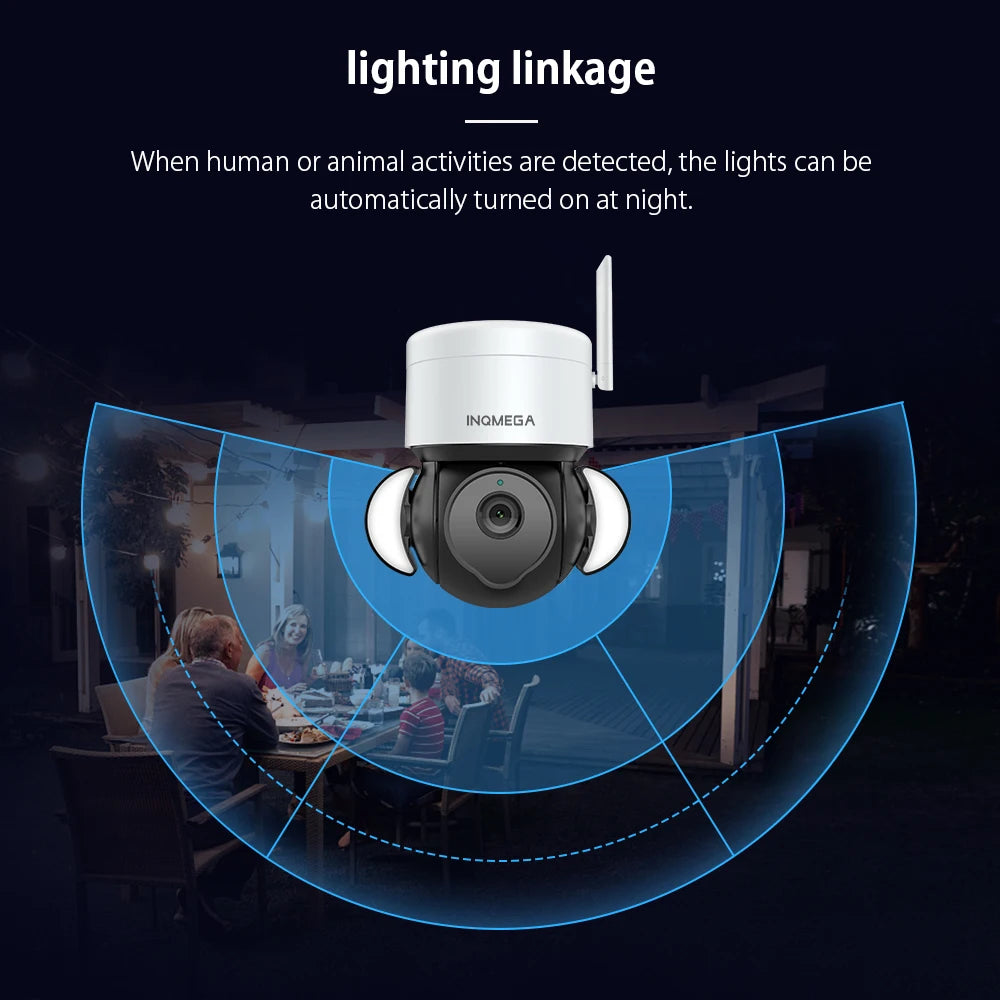 INQMEGA 5MP Wifi TUYA CAMERA Smart Cloud PTZ IP Camera with Night Vision WIFI Outdoor Foodlight Video Surveillance Cam for Yard