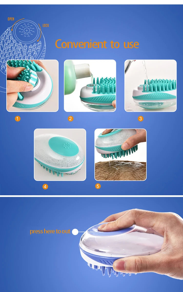 2-in-1 Silicone Pet Bath Brush – Grooming Massage Comb for Dogs & Cats