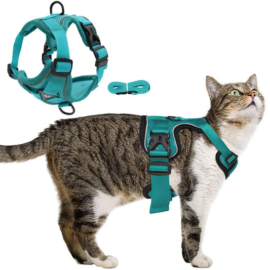 Cat Harness Escape Proof Breathable Cat Harness and Leash for Walking Outdoor Easy Control Pet Dog Cat Leash Reflective Harness - Bdba PK