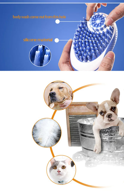 2-in-1 Silicone Pet Bath Brush – Grooming Massage Comb for Dogs & Cats