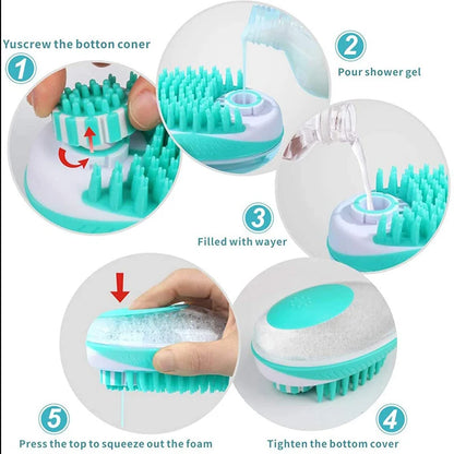 2-in-1 Silicone Pet Bath Brush – Grooming Massage Comb for Dogs & Cats