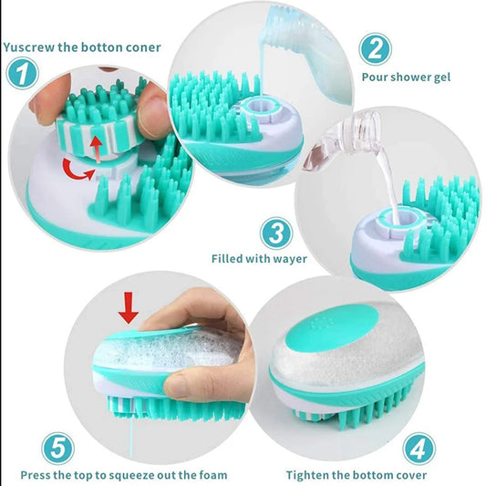 2-in-1 Silicone Pet Bath Brush – Grooming Massage Comb for Dogs & Cats - Bdba PK