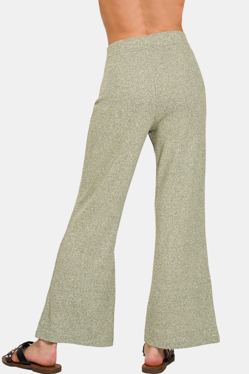 Soft Elastic Waisted Flare Pants / BROWN