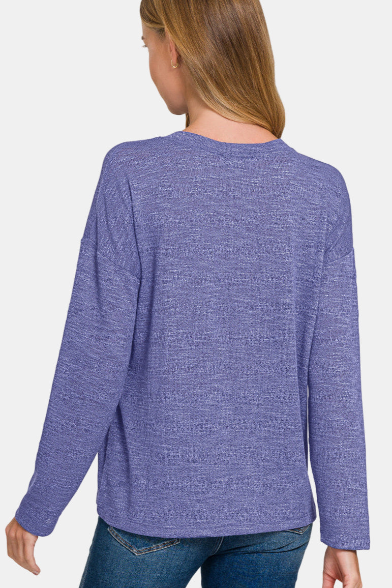 Slub Hacci Long Sleeve T-Shirt / BLACK