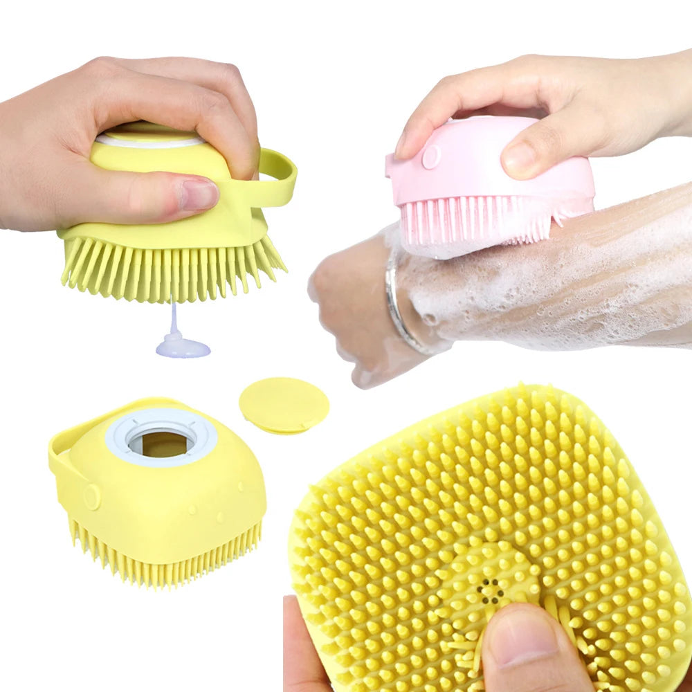2-in-1 Silicone Pet Bath Brush – Grooming Massage Comb for Dogs & Cats