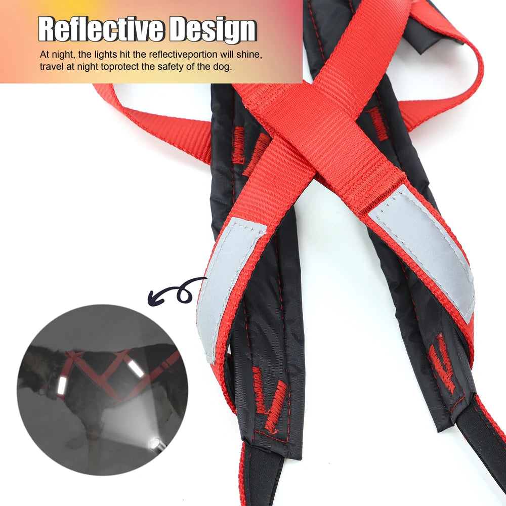 Waterproof Dog Sledding Harness Reflective Pet Sledding Skijoring Harness Big Large Dogs Weight Pulling Vest For Pet Training