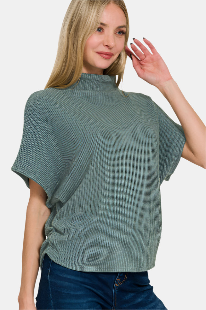 Sweater Mock Neck Top & Long Pants Set / BROWN