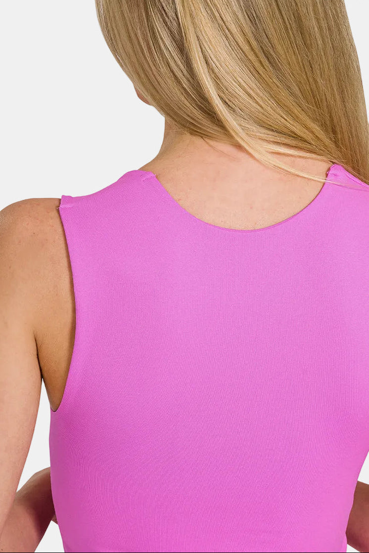 Seamless Double Layered Square Neck Tank Top / RUBY