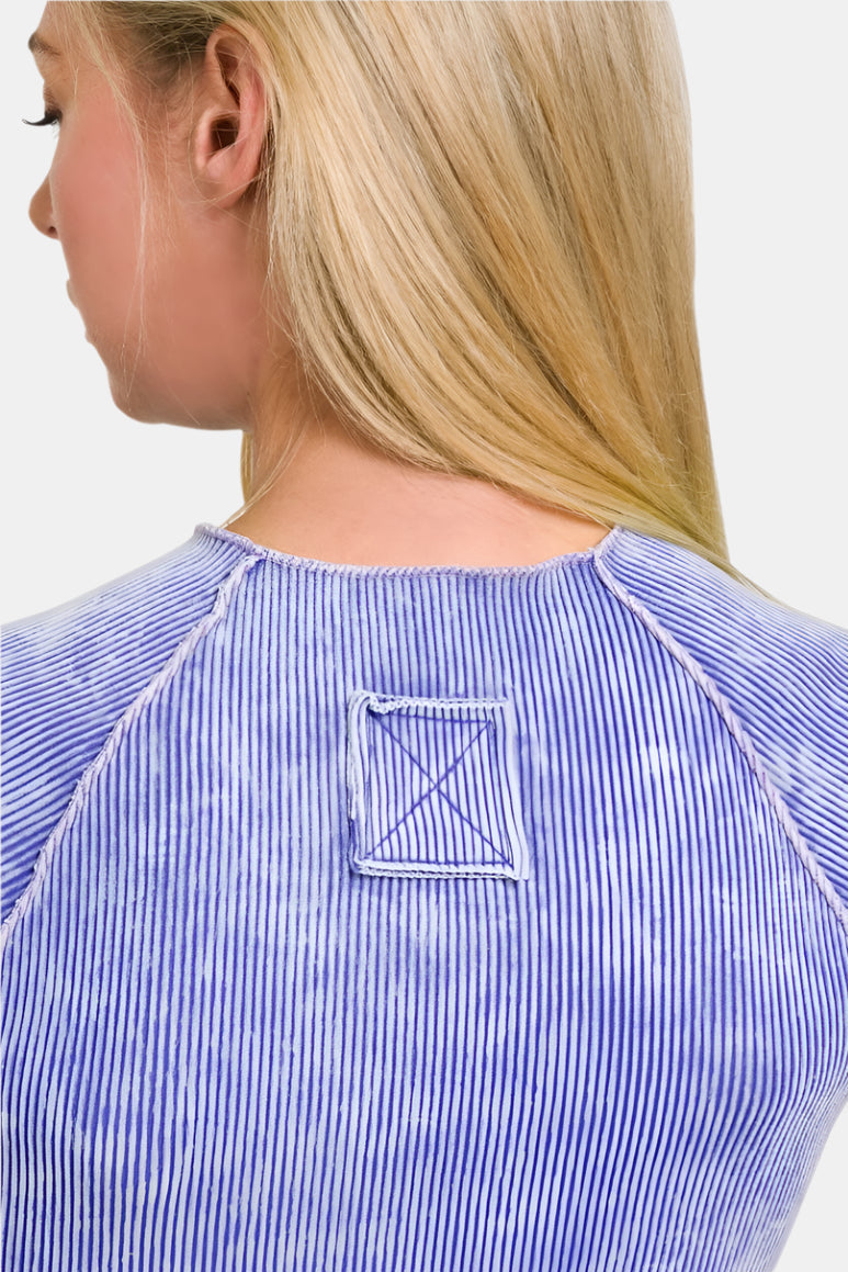 Stone Washed Ribbed Seamless Top / MAUVE