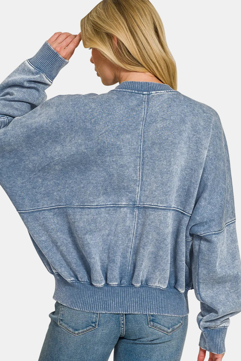 Acid Washed Fleece Jacket / SLEET