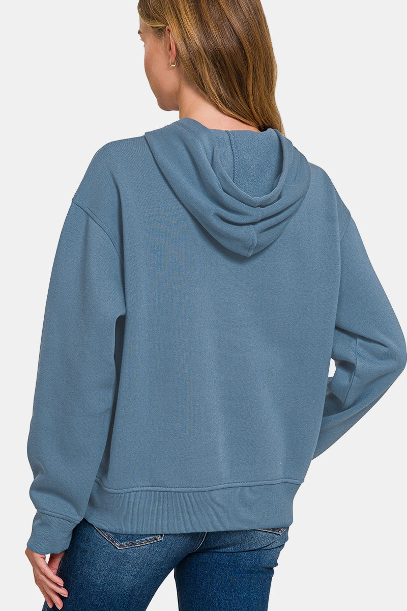 Fleece Kangaroo Pocket Hoodie / DK OLIVE