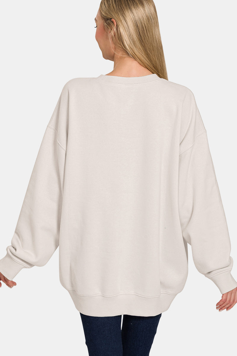 Fleece Tunic Sweatshirt / DK GREEN