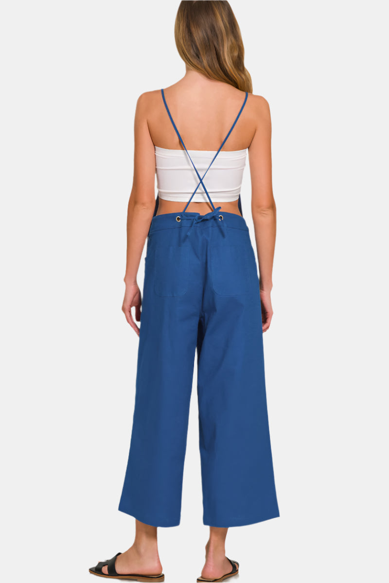 Woven Spaghetti Strap Overalls / MOCHA