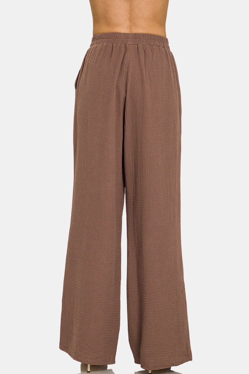 Double Gauze Elastic Band Pants / SAND BEIGE