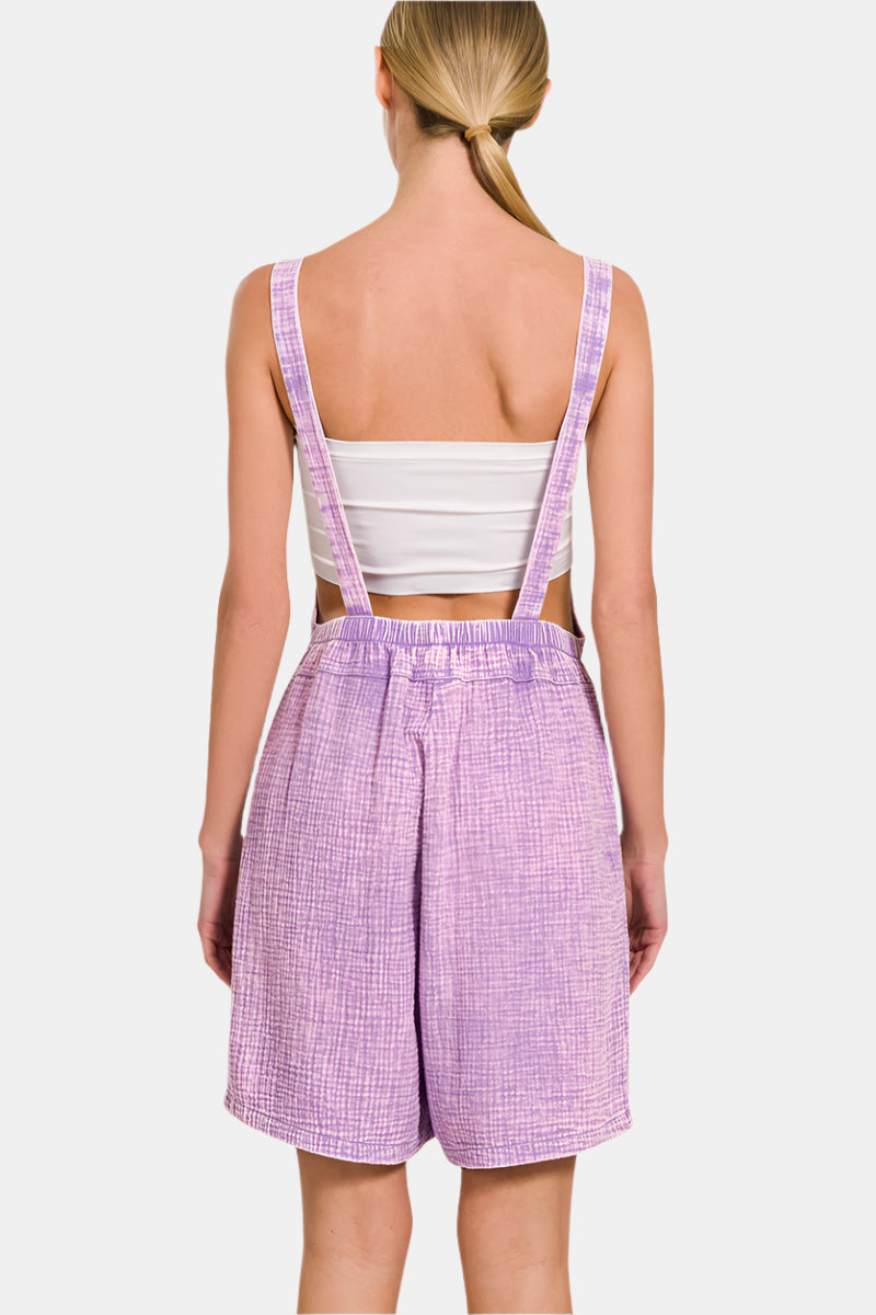 Woven Double Gauze Acid Washed Romper / K GREEN