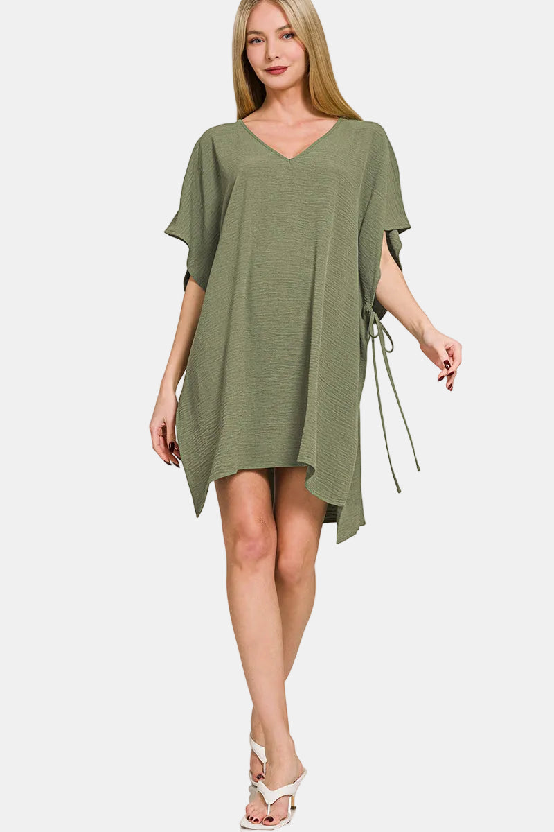 Woven Airflow Tie Side Cover Up / WHITE