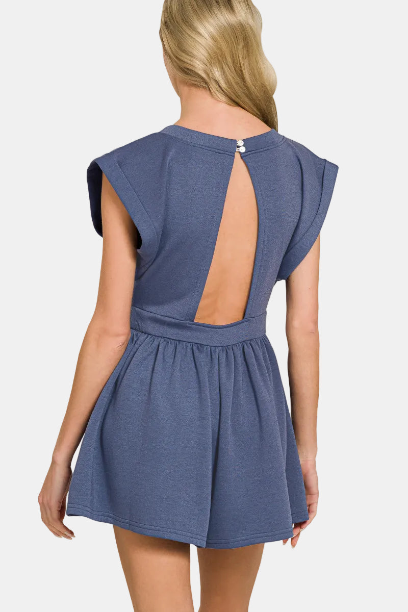 Scuba Open Back Romper / BLACK