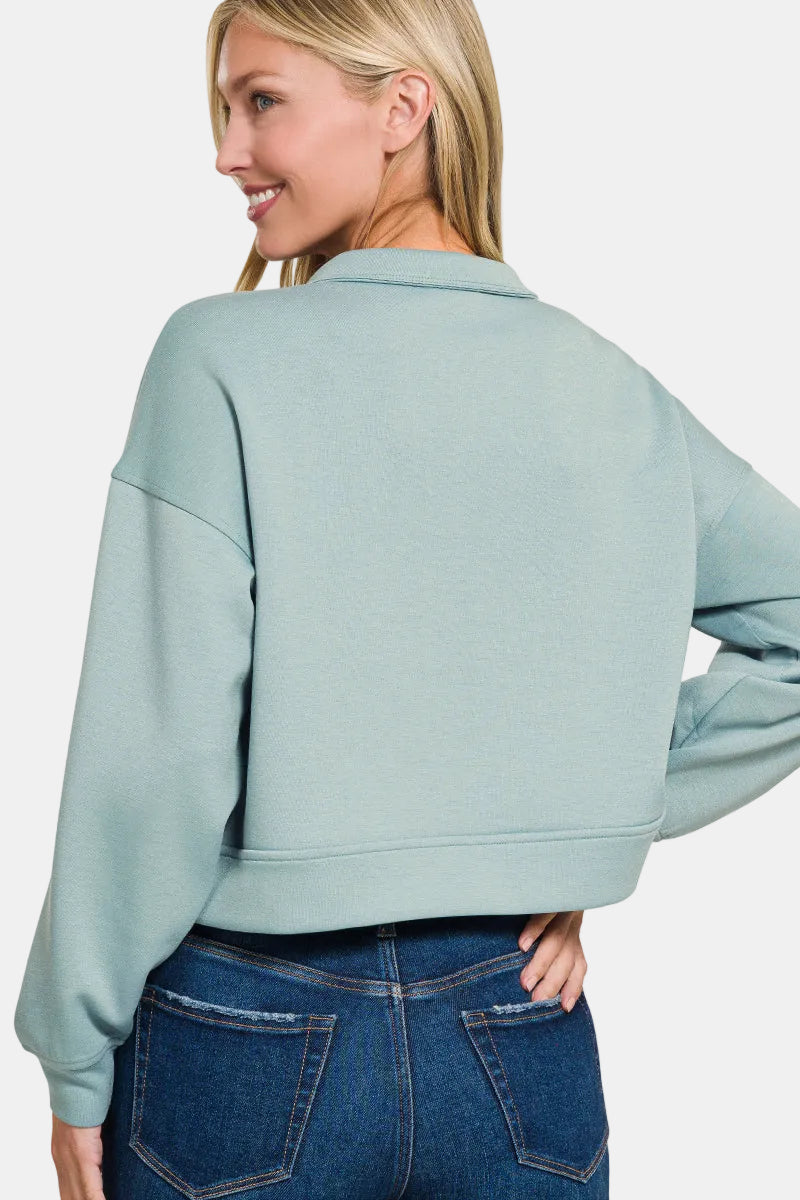 Scuba Half Zip Pullover With Kangaroo Pockets / H GREY