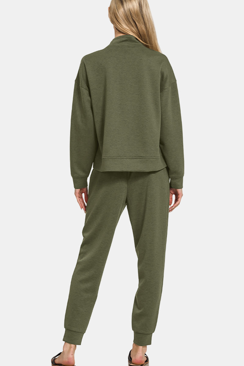 Scuba Half Zip Sweatshirts & Joggers Set / BLACK