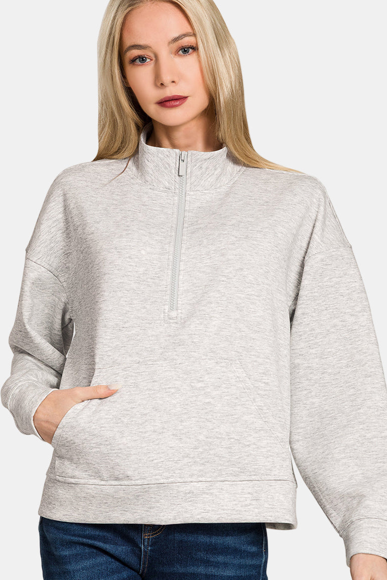 Scuba Half Zip Sweatshirts & Joggers Set / BLACK