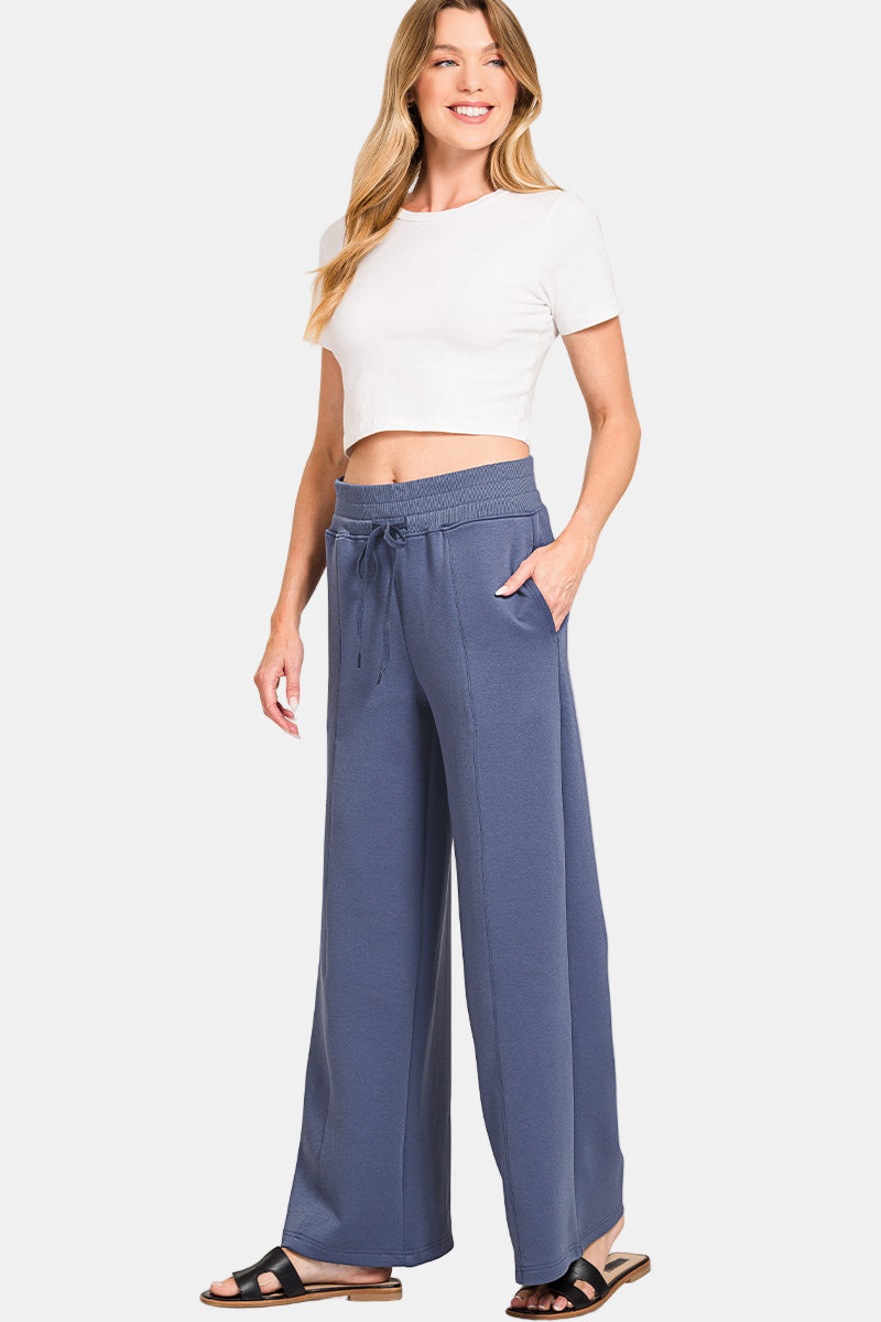 Scuba Collared Pullover & Center Seam Pants Set / BLUE INDIGO
