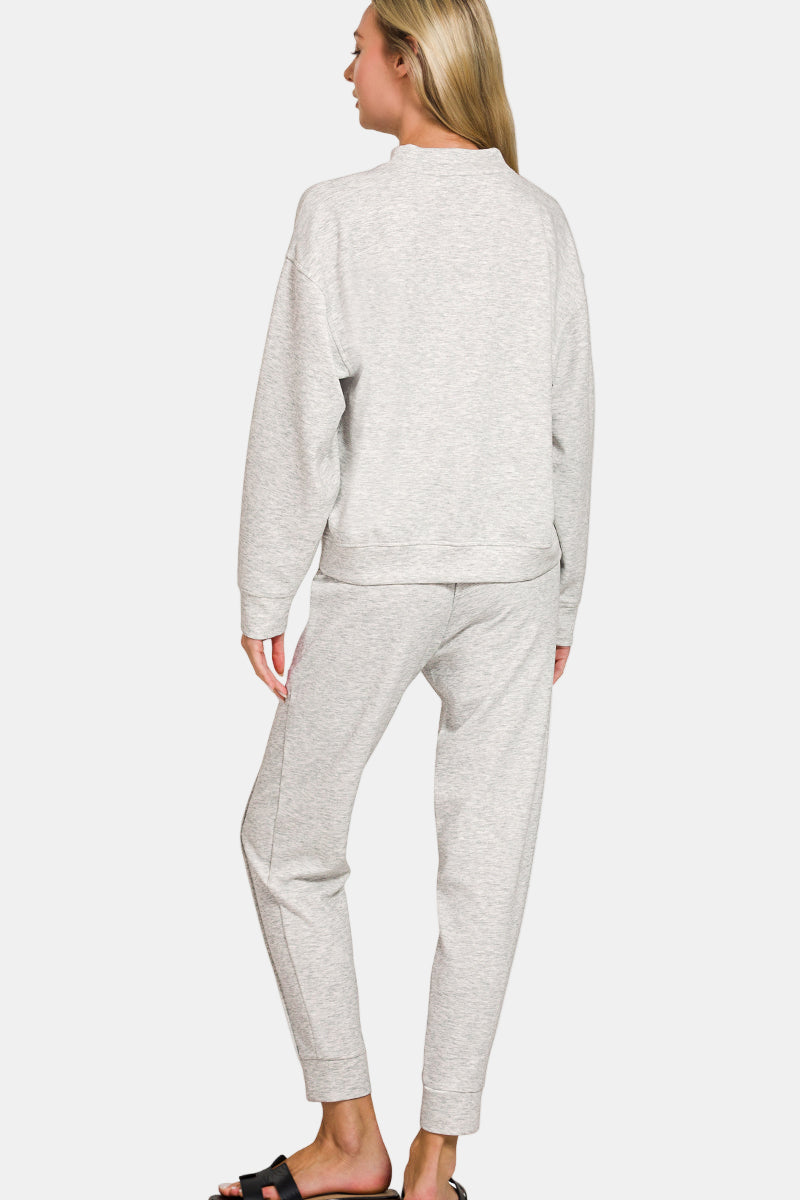 Scuba Mock Neck Pullover & Joggers Set / CORNFLOWER BLUE