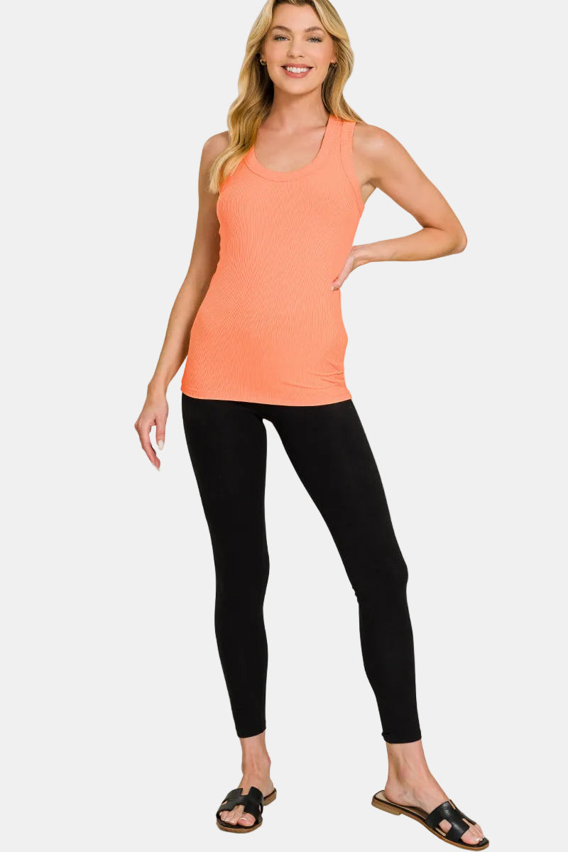 Ribbed Scoop Neck Tank Top / RUBY