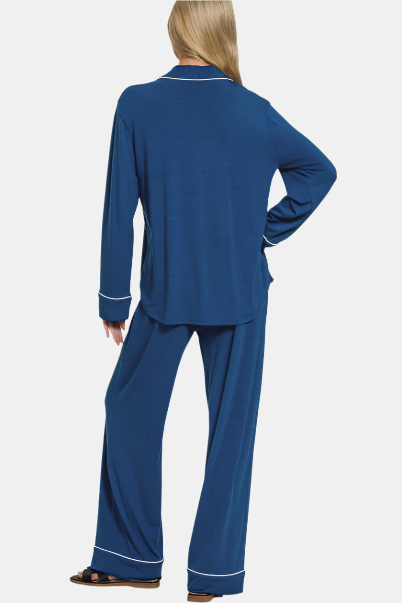Poly Rayon Span Pajama Set / BLACK