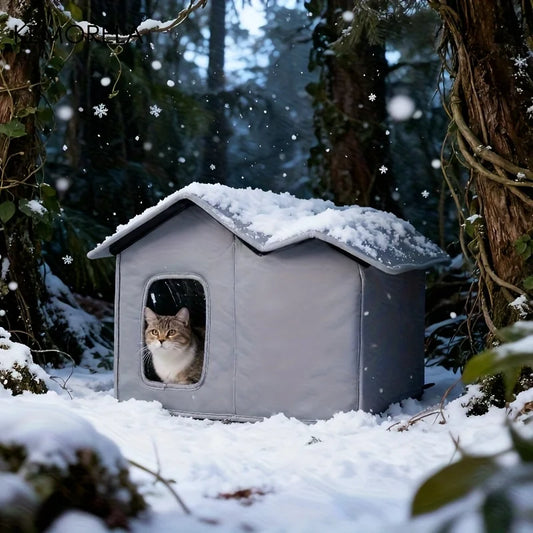 KEMORELA Winter Outdoor Warm Cat Shelter with Shelf Durable Oxford Cloth Construction, Windproof Design,for Small Breeds & Cats - Bdba PK